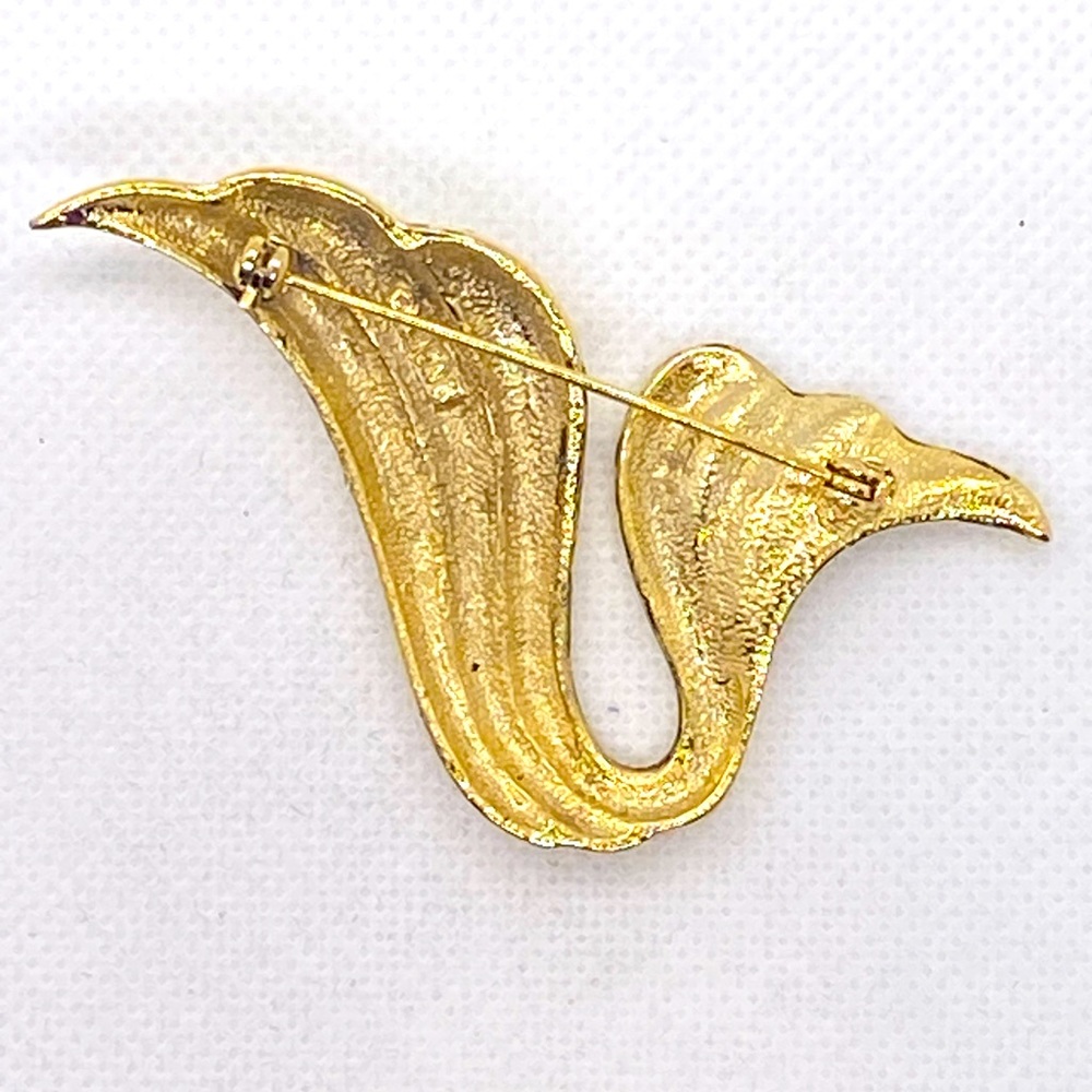 M. Jent Signed Vintage Swirl Brooch Pin Shiny Gold Tone - Picture 3 of 8